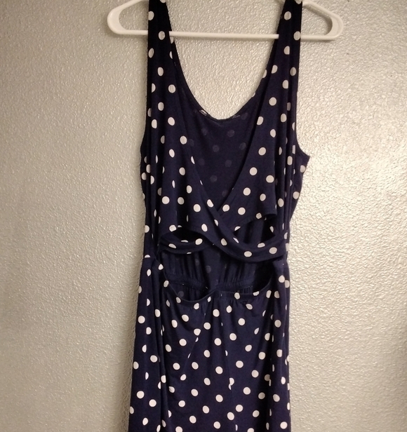 Women's/Teens Old Navy Blue & White Polka Dot Romper - Picture 3 of 3